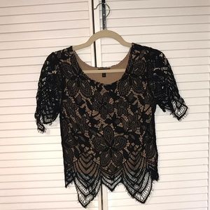 Black lace crop top